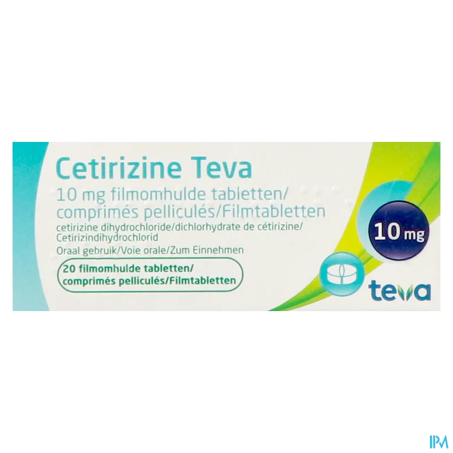 packshot van Cetirizine 10 mg 20 tabletten