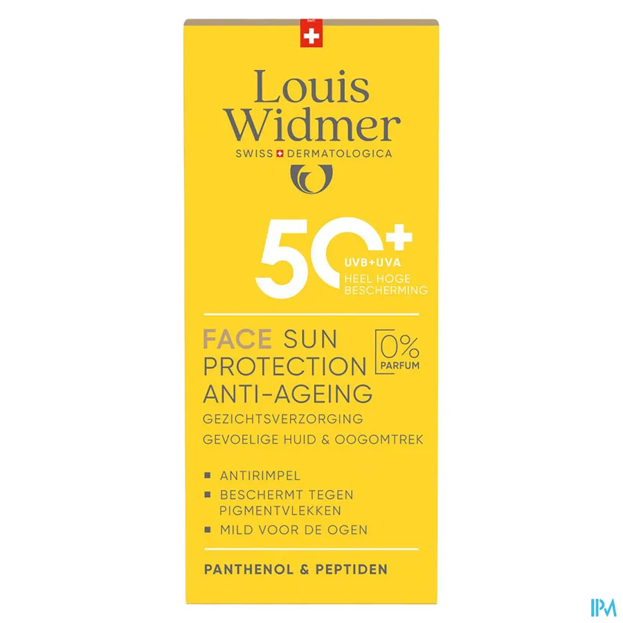 packshot van Widmer Face Sun Protection Anti-ageing 50+ Zonder Parfum 50 ml