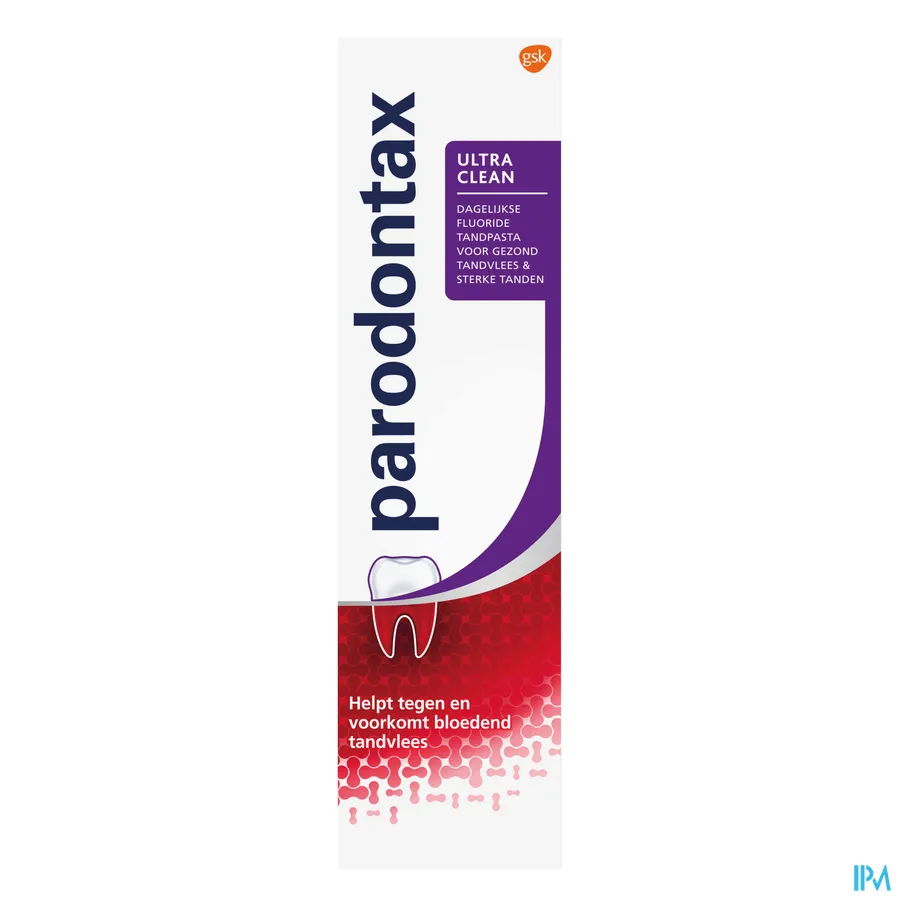 packshot van Parodontax Ultra Clean -Dagelijkse Fluoride Tandpasta voor Gezond Tandvlees en Sterke Tanden - Helpt tegen en Voorkomt Bloedend Tandvlees- Tube 75 ml