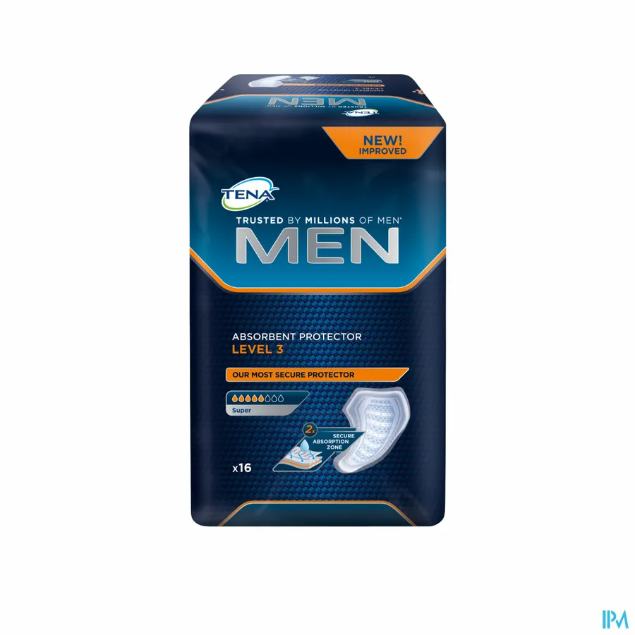 packshot van TENA Men Active Fit Absorbent Protector Level 3 16 stuks