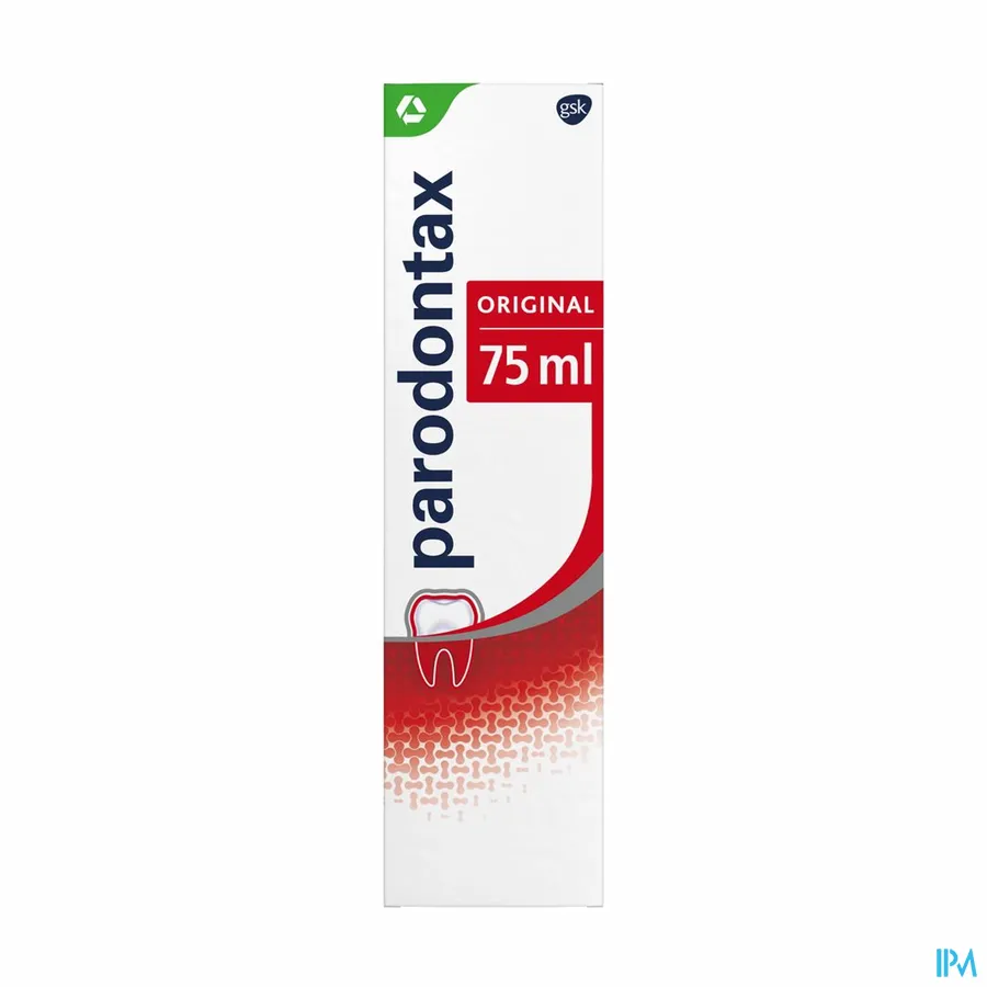 packshot van Parodontax Original mét Verbeterde Smaak -Dagelijkse Fluoride Tandpasta voor Gezond Tandvlees en Sterke Tanden - Helpt tegen en Voorkomt Bloedend Tandvlees- Tube 75 ml