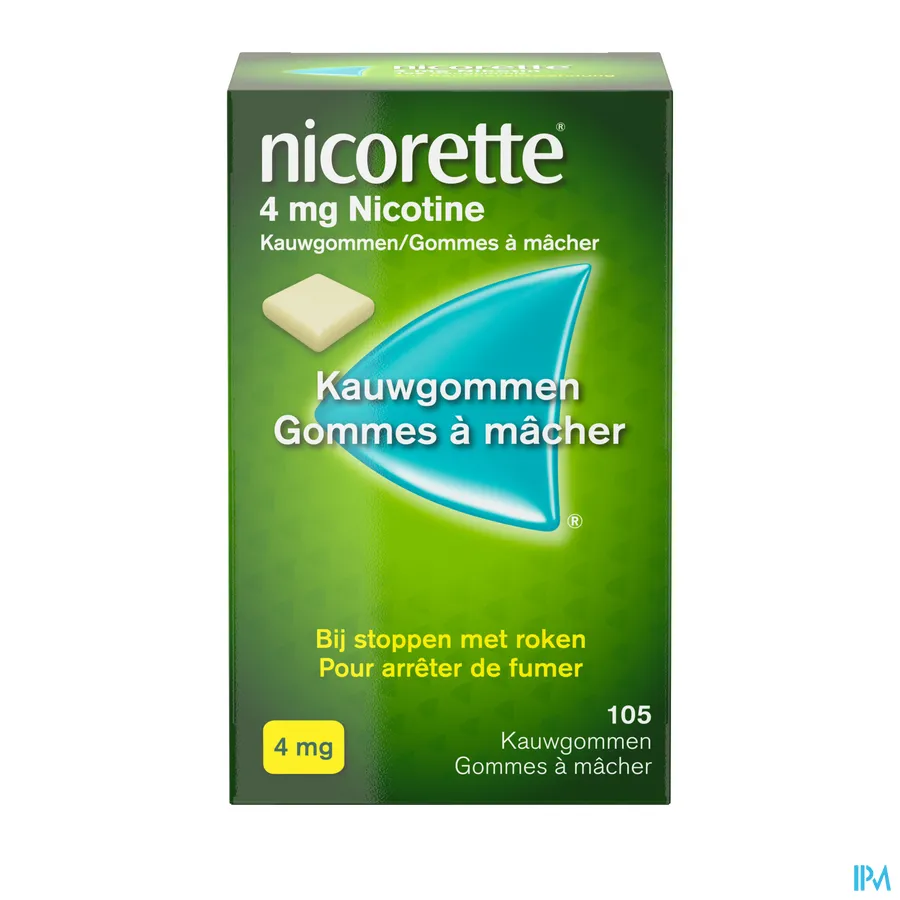 packshot van Nicorette Kauwgom 4mg 105 stuks