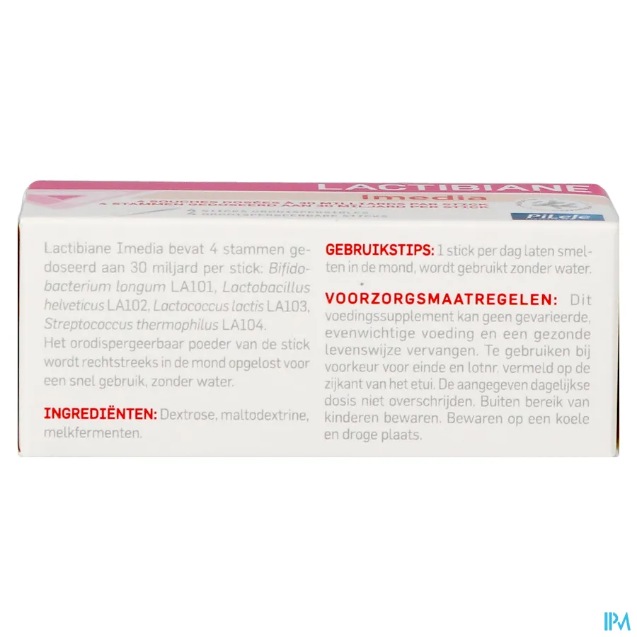 packshot van Pileje Lactabiane Imedia 4 sticks