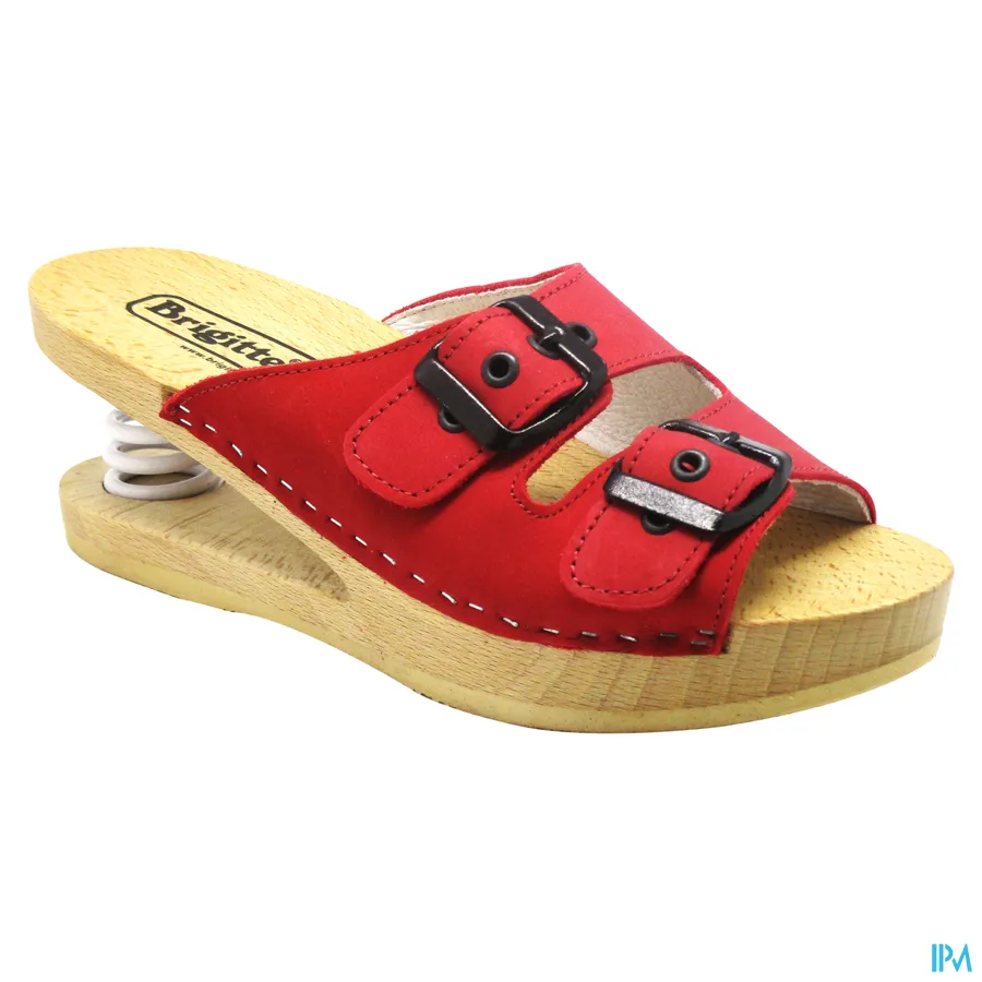 packshot van Brigitte Ravel Spring Muiltje Hout Snake Red | Maat 36