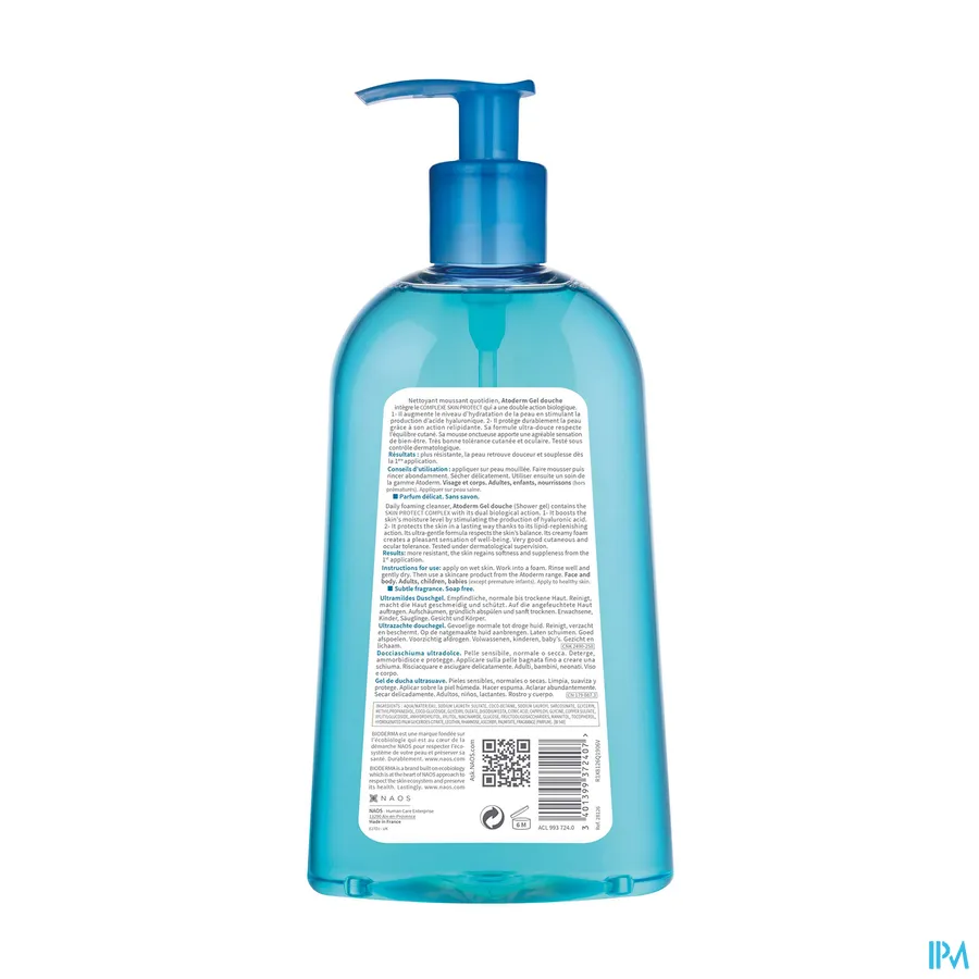 packshot van Bioderma Atoderm Douchegel 1 l