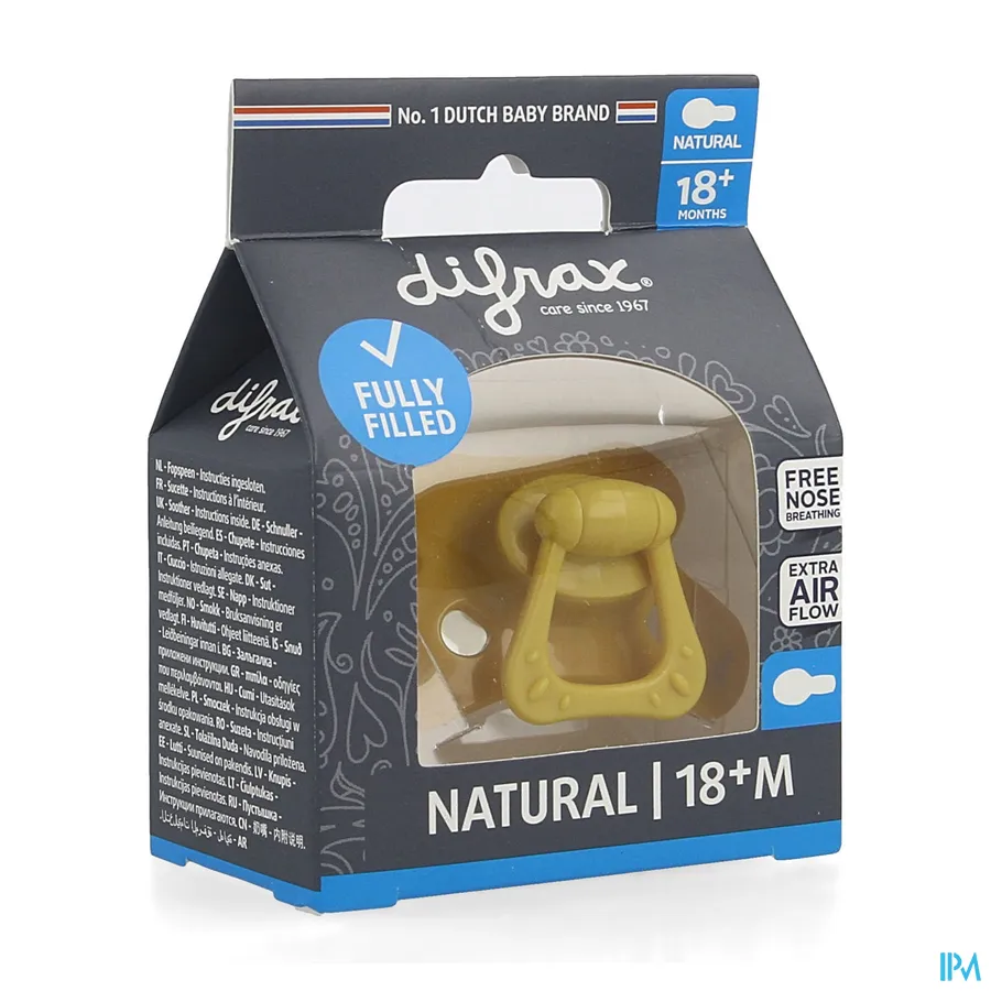 packshot van Difrax Fopspeen Natural 18m+ Uni/pure Assorti