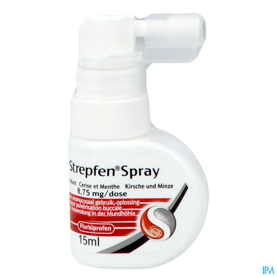 productshot van Strepfen Spray voor Oromucosaal Gebruik voor Snelle en Doeltreffende Verlichting van Keelpijn 15 ml