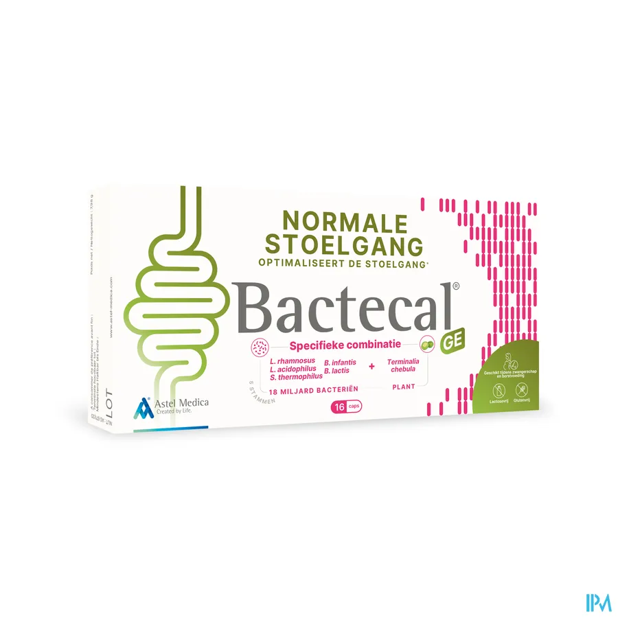 packshot van Astel Medica Bactecal GE 16 capsules