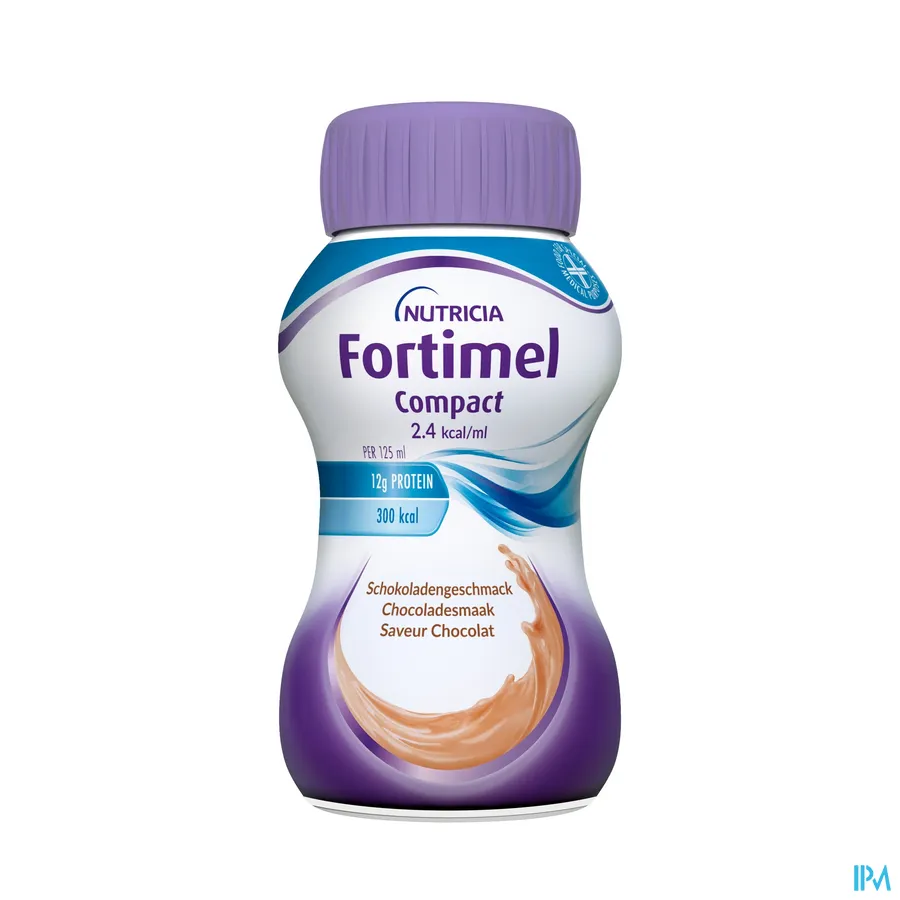 productshot van Fortimel Compact 2.4 kcal/ml 4 x 125 ml Chocolade
