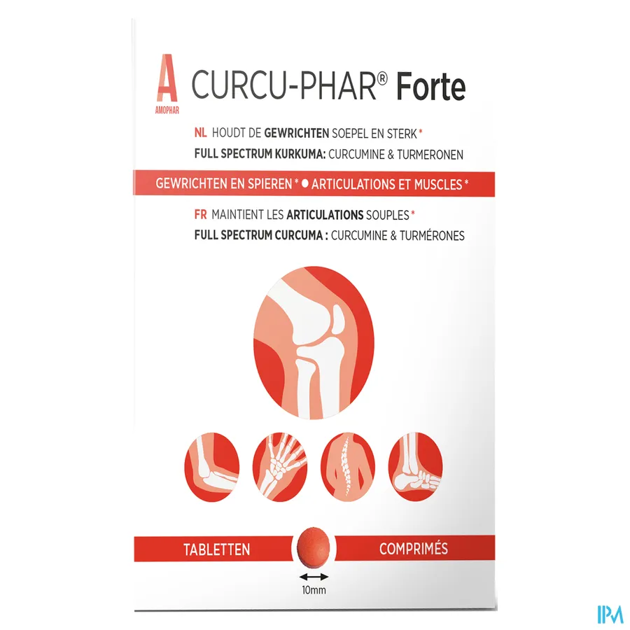 packshot van Curcu-Flam Forte voor Behoud van Soepele en Sterke Gewrichten en Ondersteuning van Behoud Kraakbeen 60 Tabletten