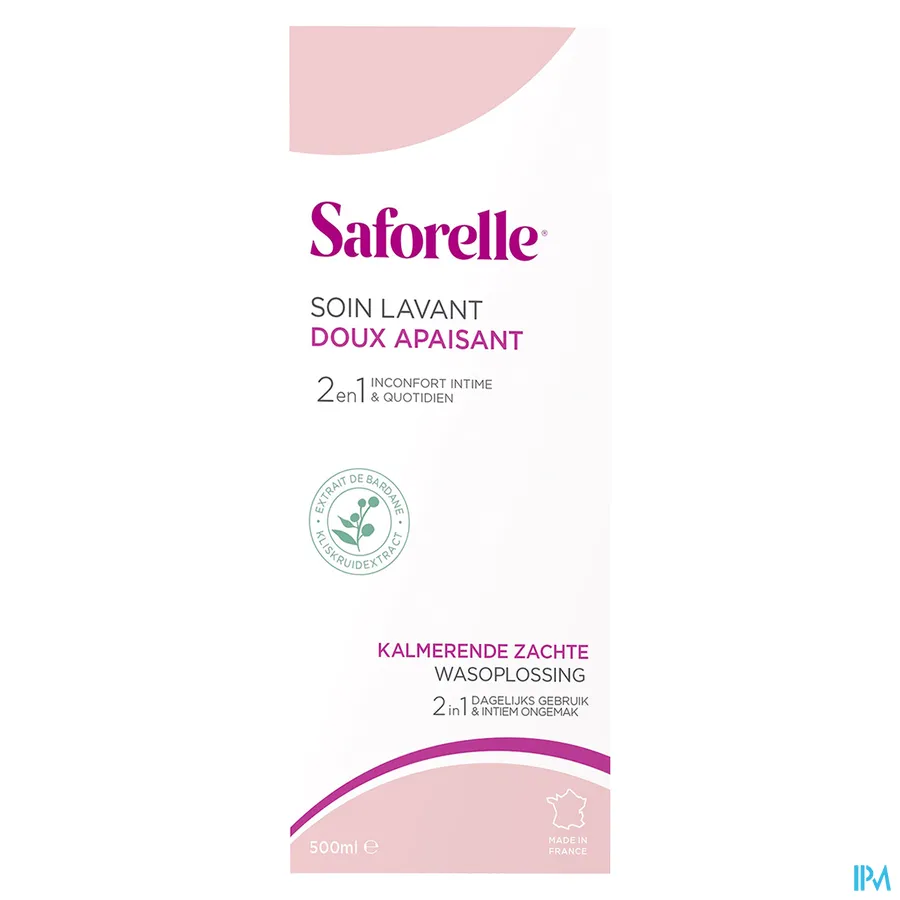 packshot van Saforelle Zachte Intieme Wasoplossing voor Dagelijks Gebruik voor Gevoelige of Geïrriteerde Huid 500 ml