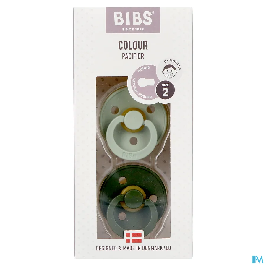 packshot van Bibs Fopspeen Duo Sage/Hunter Green 6-18 2 stuks