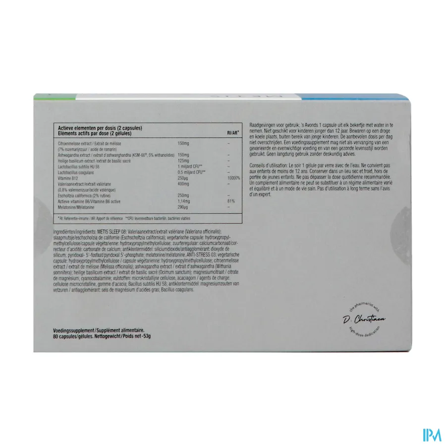 packshot van Metis Sleep 08 & A/stress 03 Duo V-caps 30x2