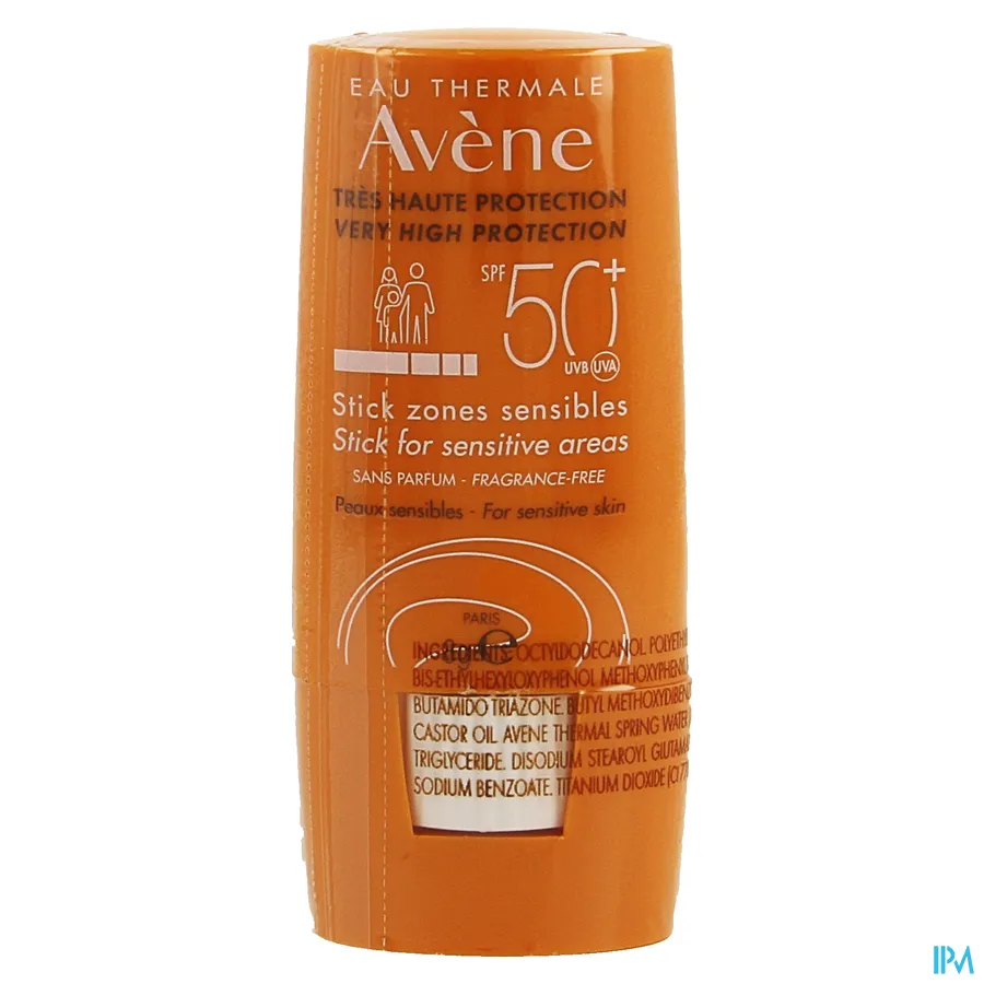 packshot van Avène Zonnestick voor Gevoelige Zones SPF 50+ 8 g