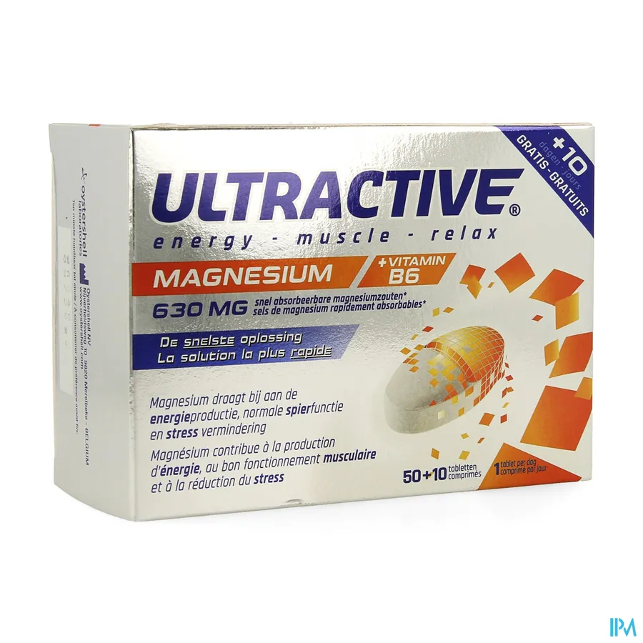 packshot van Ultractive Magnesium 60 tabletten