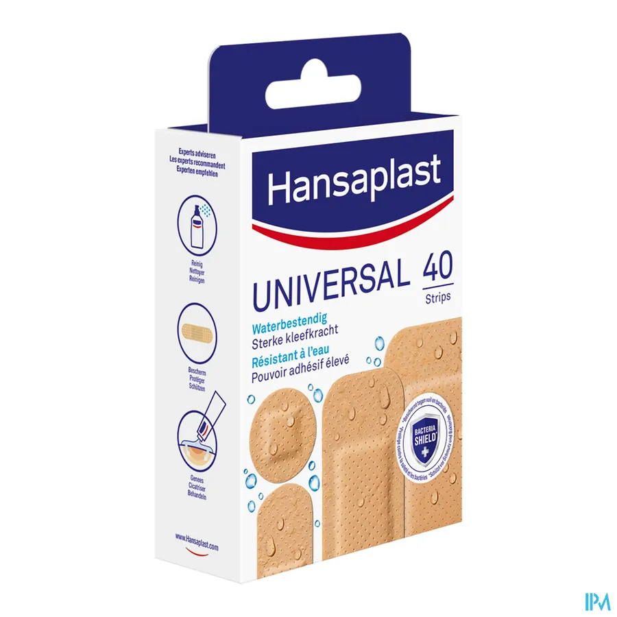 packshot van Hansaplast Universal Waterbestendige Pleister met Sterke Kleefkracht 40 Strips