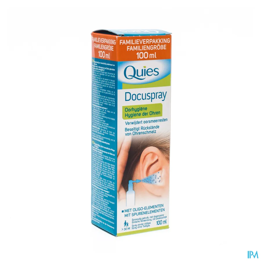 packshot van Quies Docuspray voor Oorhygiëne voor Verwijdering van Oorsmeerresten Spray met Doseerpomp 100 ml