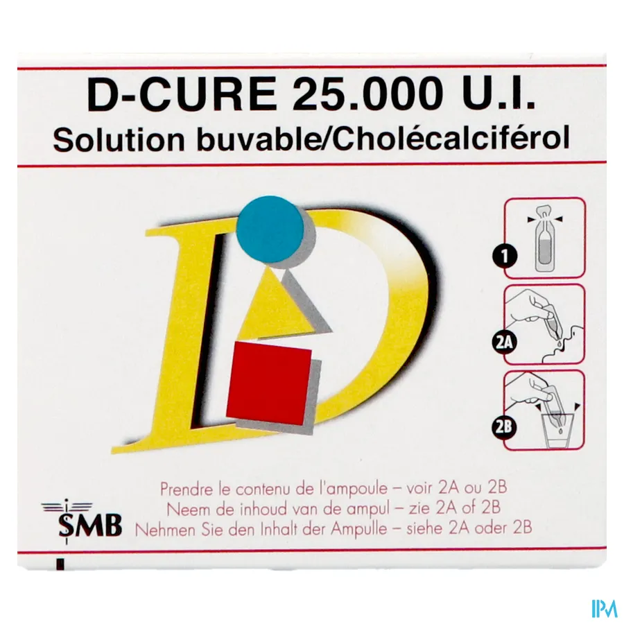 packshot van D-Cure 25000 IE Vitamine D Drinkbare Ampullen 12 Stuks