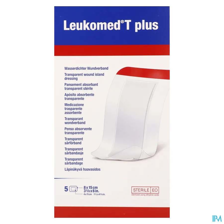 packshot van Leukomed T Plus Steriel Wondverband 8 x 15 cm 5 stuks