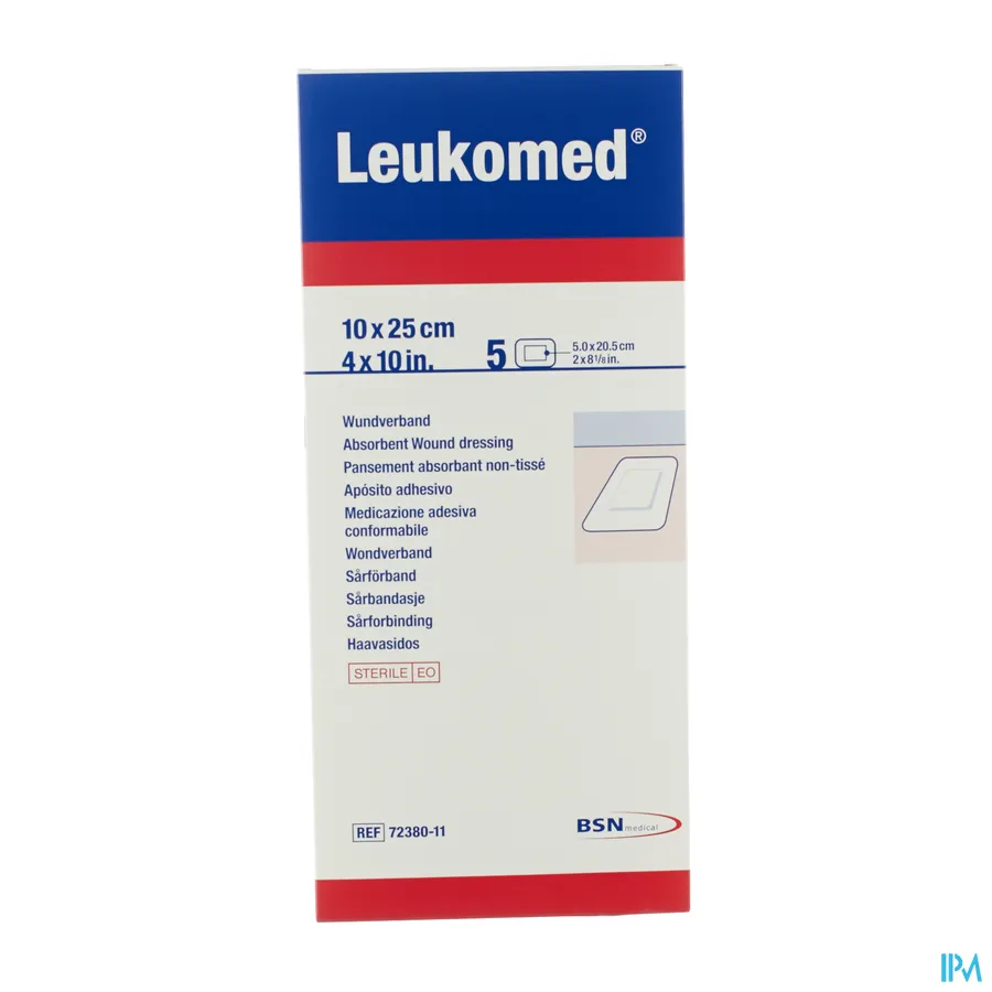 packshot van Leukomed Steriel Wondverband 10 x 25 cm 5 stuks