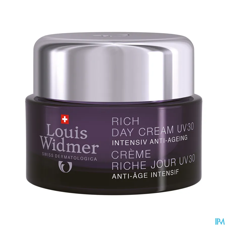 productshot van Louis Widmer Rijke Dagcrème UV 30 met Intensief Anti-Ageing Effect Zonder Parfum Pot 50 ml
