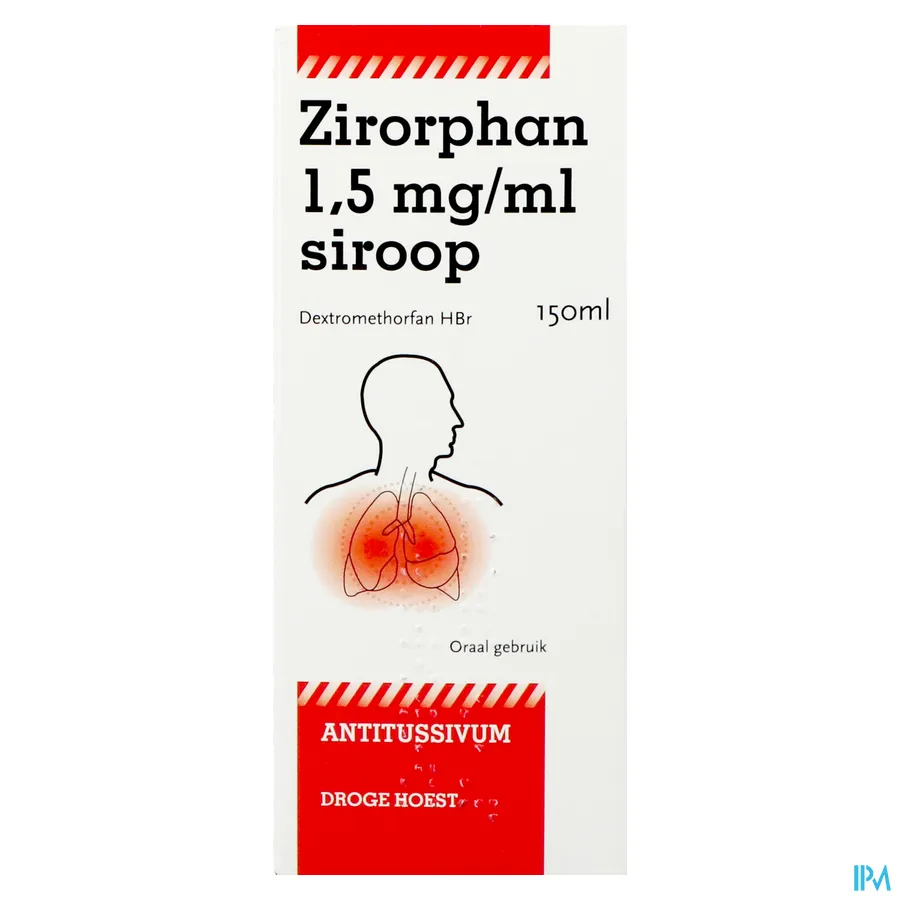 packshot van Zirorphan Suikervrije Siroop tegen Droge Hoest 150 ml