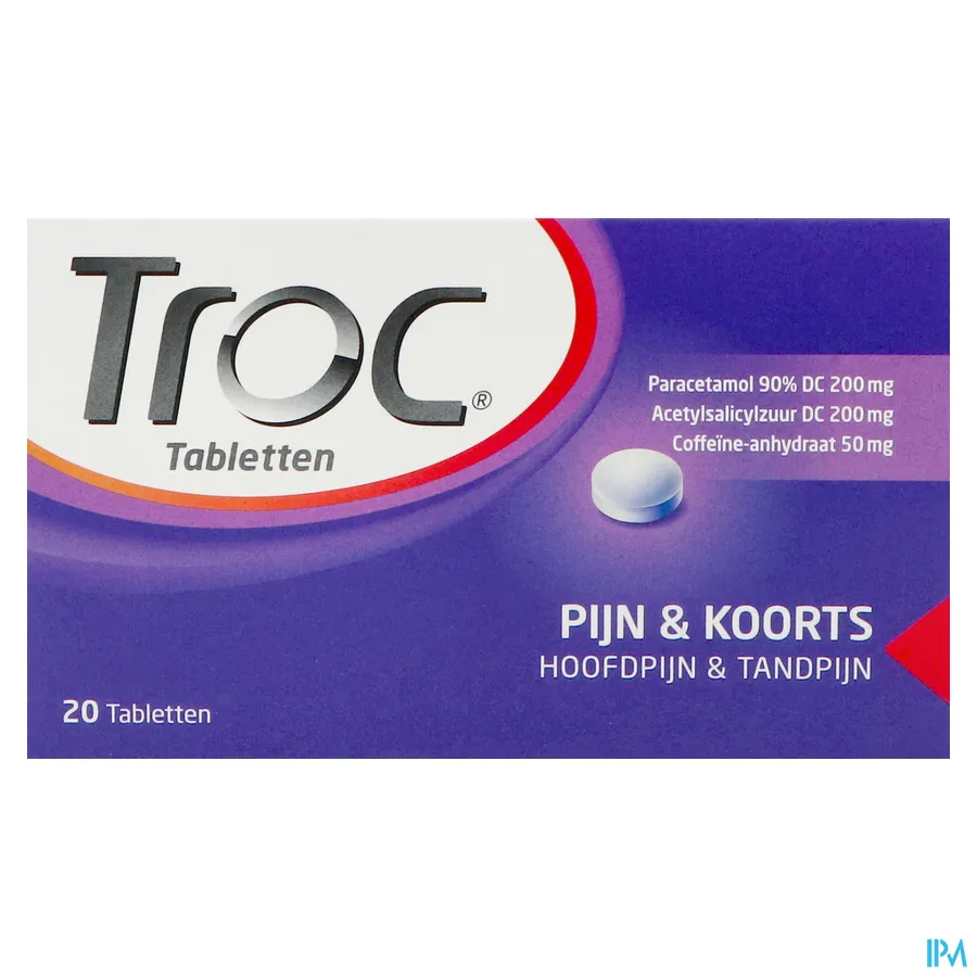packshot van Troc voor Pijn en Koorts, Hoofdpijn en Tandpijn 20 Tabletten