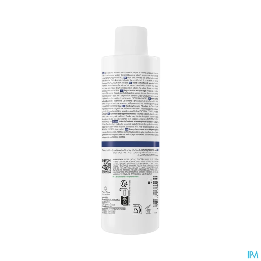 productshot van Aderma Exomega Control Kalmerend Bad Fl 200ml